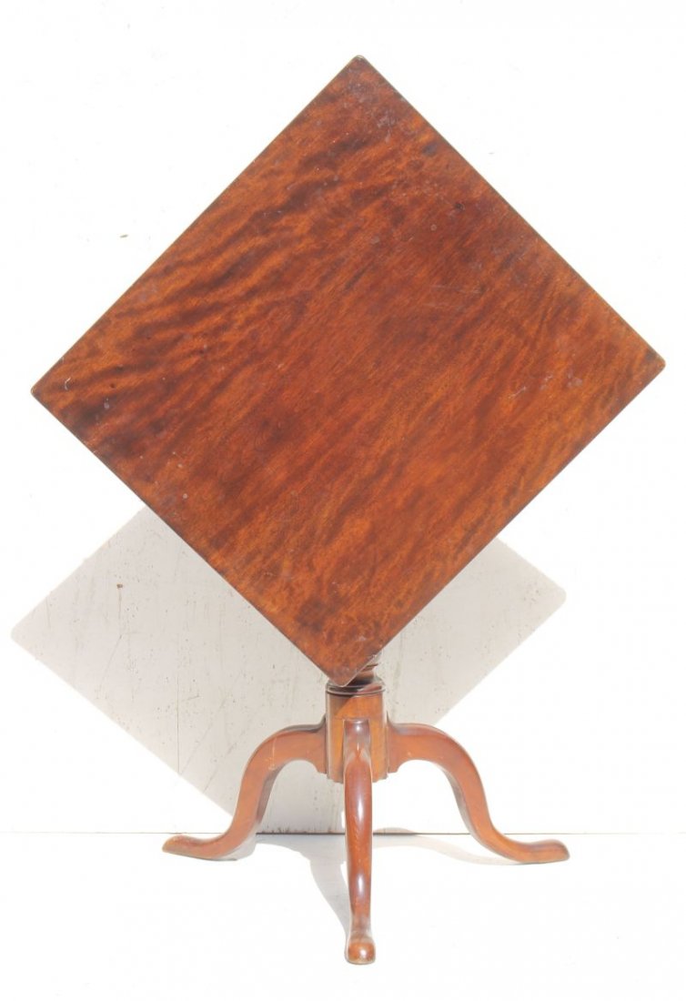 QA period 18thC NH flame birch tilt top triangular (1 of 3)