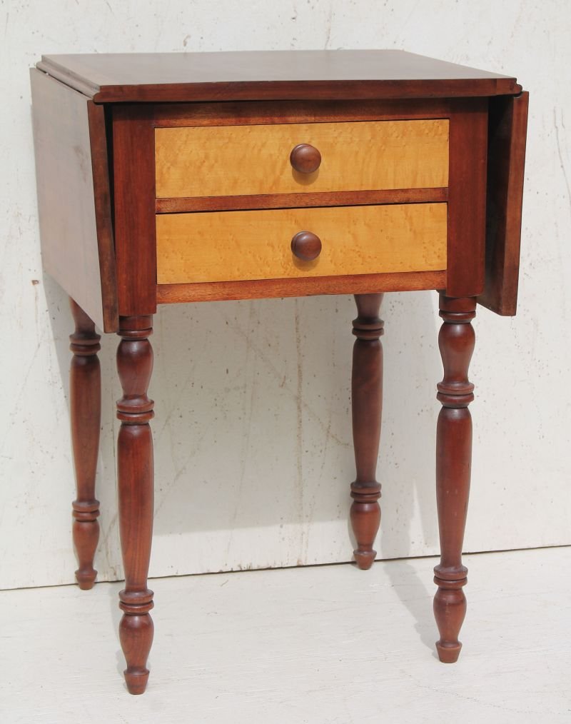 period Sheraton ca 1825 cherry 2 dr dropleaf stand w (1 of 1)