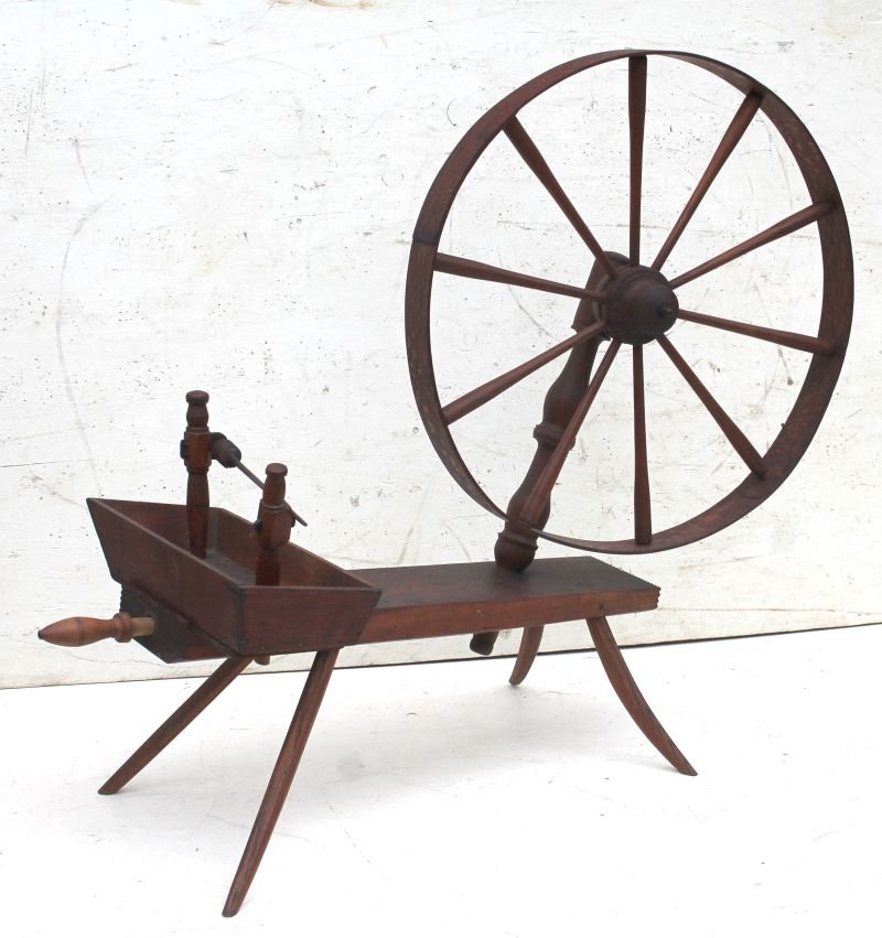 antique oak spinning wheel - 50" long - Monson (1 of 1)