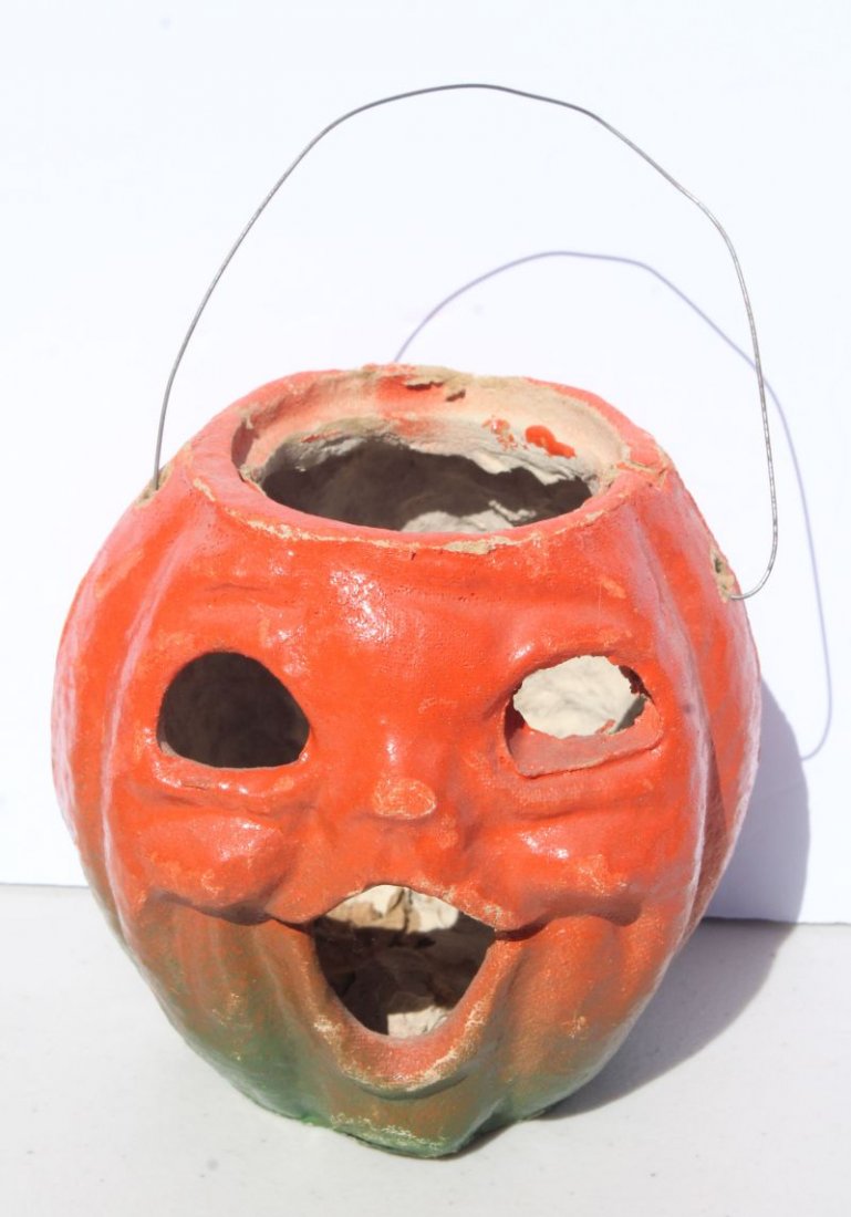 ca 1930's/40's pulp paper jack-o-lantern - 4 1/2" tall (1 of 2)