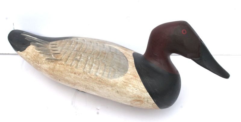 early 20thC carved & orig painted duck decoy - 17" long (1 of 3)