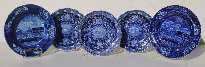 lot of 5 early 19thC Historical Blue items incl 4 (1 of 8)