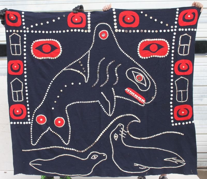 NW Coast Native American button blanket w marine dec - (1 of 2)