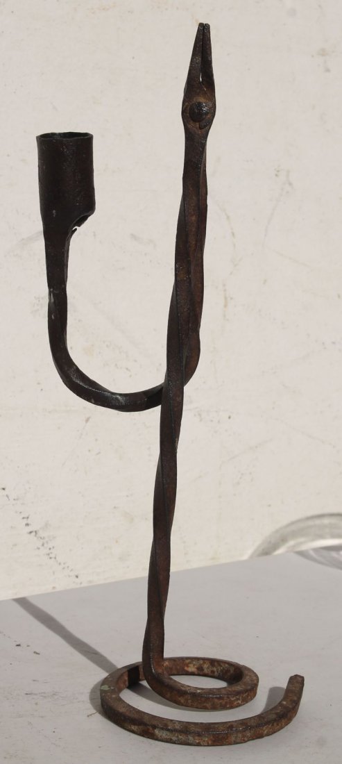 Fine mid 18thC New England forged iron rare form spiral (1 of 2)