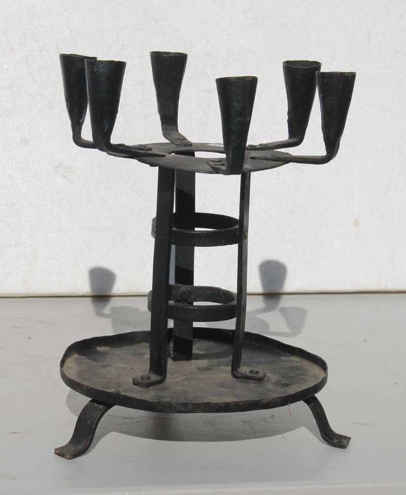 antique wrought iron 6 light candle holder - 11 1/2" (1 of 2)