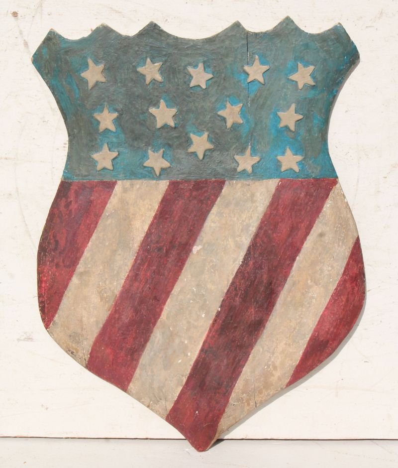 Antique orig red, white & blue carved wooden patriotic (1 of 2)