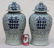 pr Chinese porcelain covered jars w hnd ptd blue & - 2