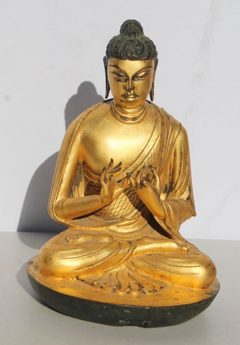 Asian bronze seated Buddha - 8" tall (1 of 4)