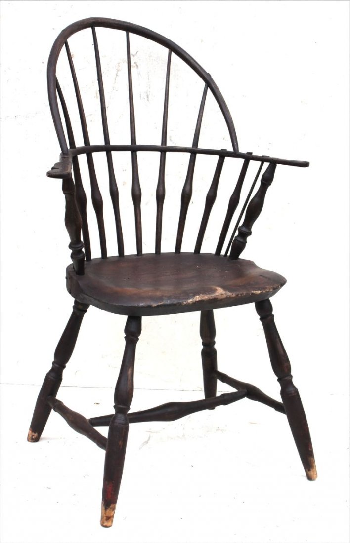 ca 1790 RI tenon arm bowback Windsor armchair in maple, (1 of 2)