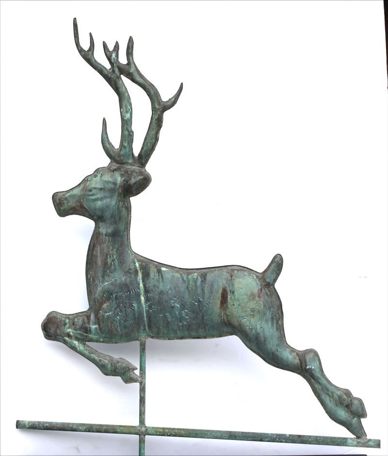 Fine 1920's/30's copper leaping stag weathervane in (1 of 3)