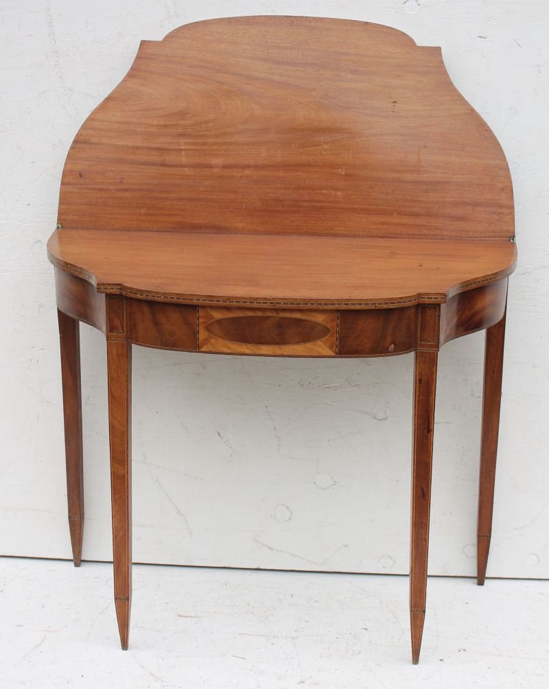 Period Hepplewhite ca 1790 carved mahog & satinwood (1 of 5)