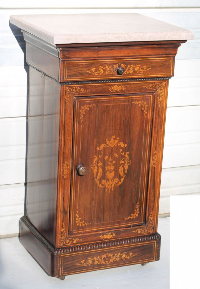 Victorian beautifully inlaid rosewood marbletop half (1 of 3)