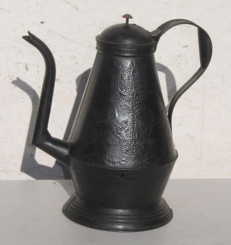 Mid 19thC Berks County PA punched tin coffee pot in (1 of 2)