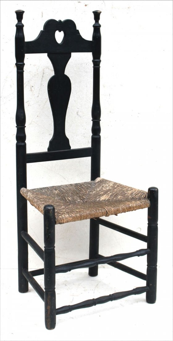 Fine ca 1770's Milford, CT heart & crown sidechair w (1 of 3)