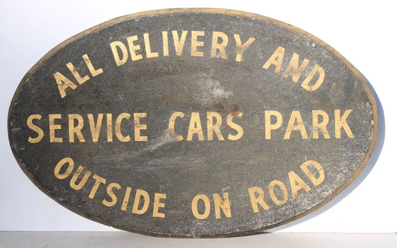 Wonderful early 20thC antique wooden oval trade sign w (1 of 2)