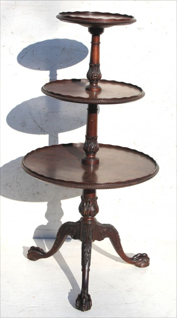 Fine ca 1930's Chippendale style custom mahog 3 tier (1 of 2)