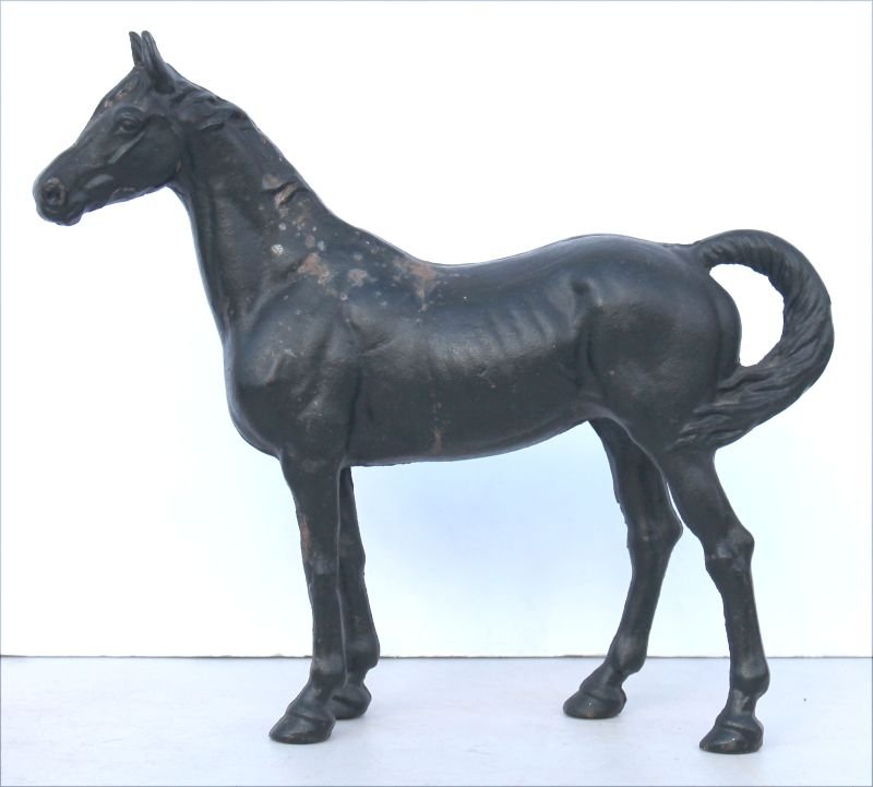 antique cast iron Hubley horse doorstop - 10" tall x (1 of 2)