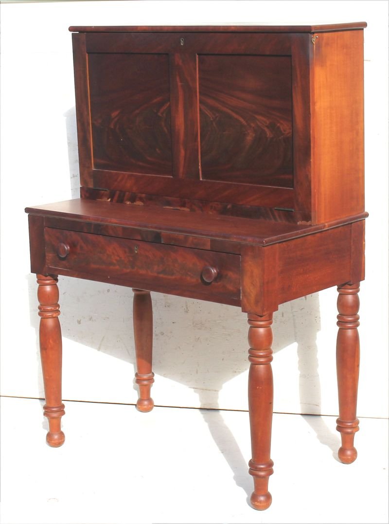 fine ca 1810-1830 MA fall top desk in mahog & pine in (1 of 3)