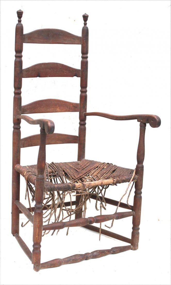 very early ca 1740 New England maple & ash 4 slat (1 of 2)