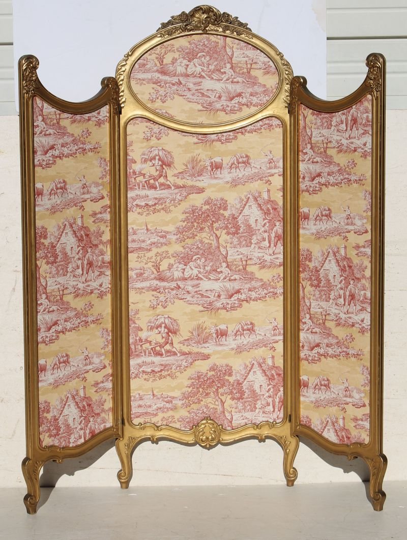 Beautiful turn of the century French trifold carved & (1 of 2)