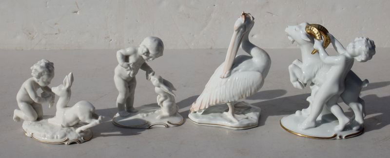 lot of 4 porcelain figurines incl  2 very fine (1 of 8)