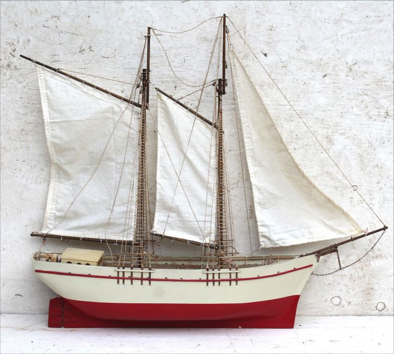 2nd Quarter 19thC hand made & orig painted pond boat - (1 of 2)