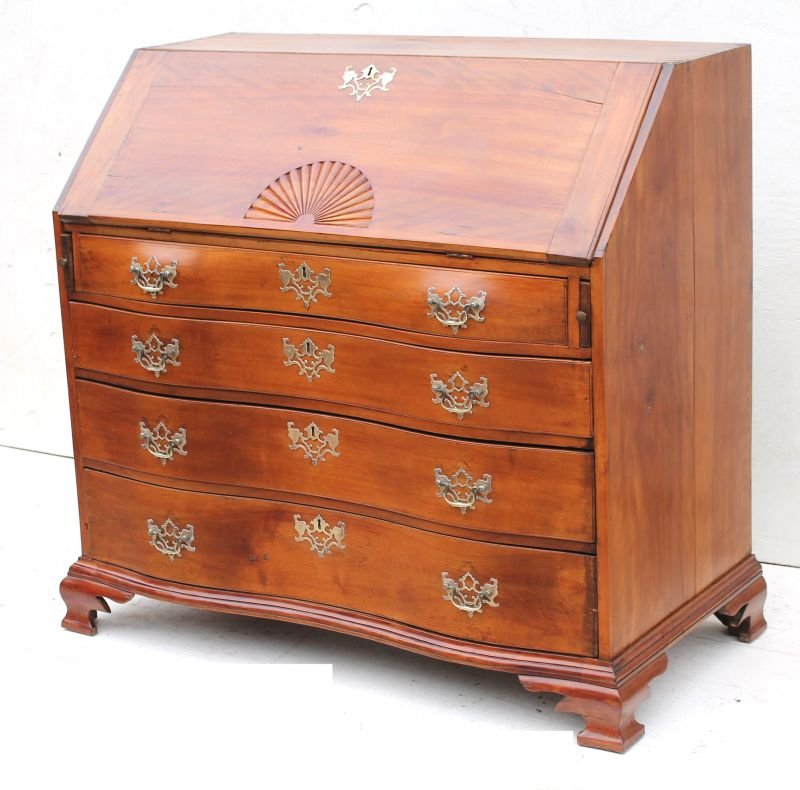 Period Chippendale ca 1795 rare serpentine fan carved (1 of 5)