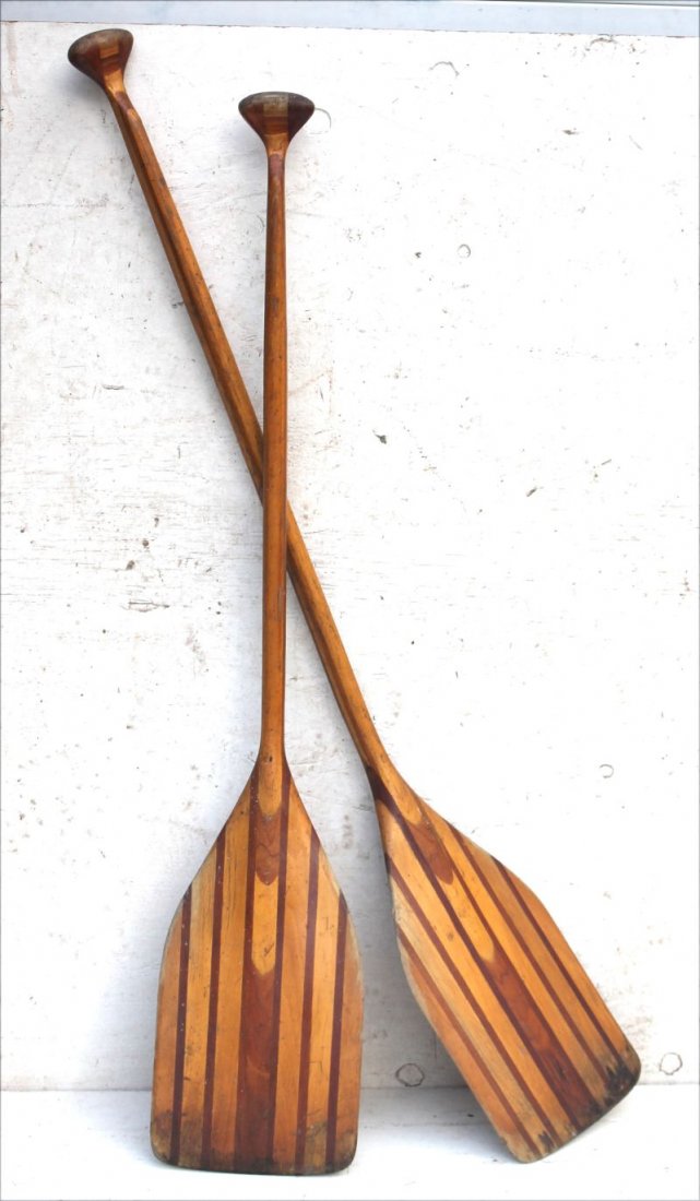 Fine pr of sgnd Grumman antique canoe paddles (1 of 2)