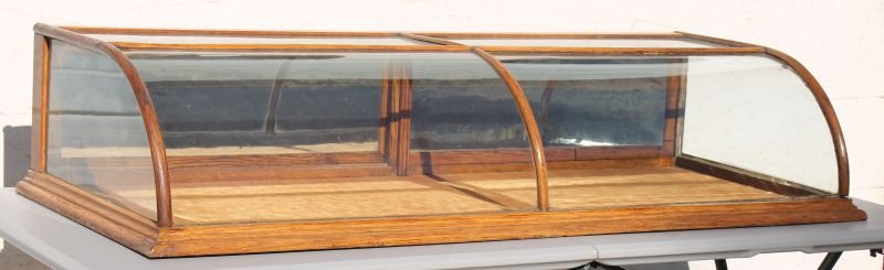 Vict oak bowfront mirror back counter top display case (1 of 2)