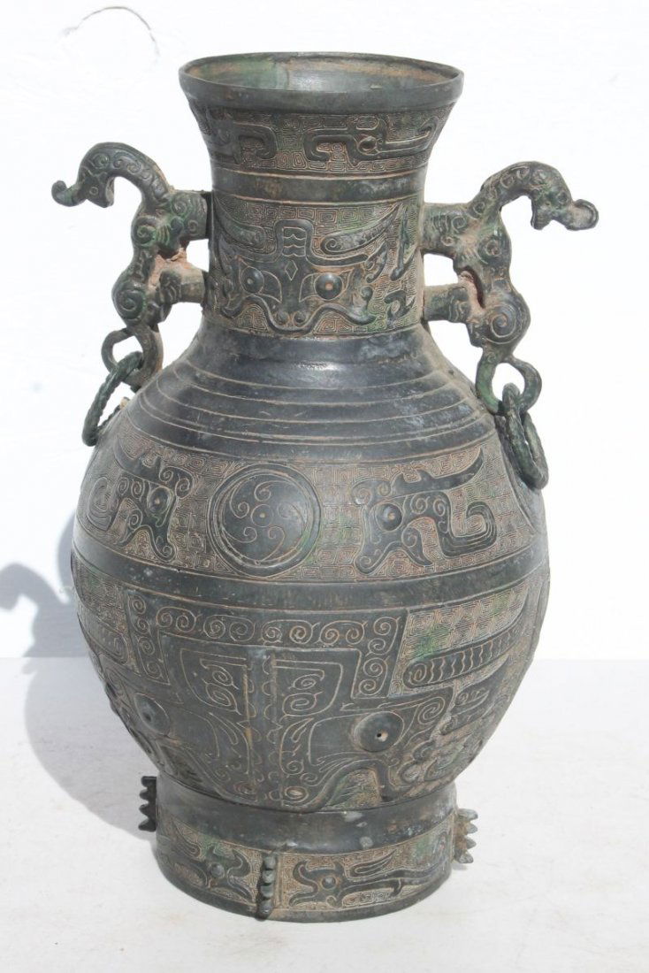 Chinese bronze archaic style vase - 12" tall (1 of 3)