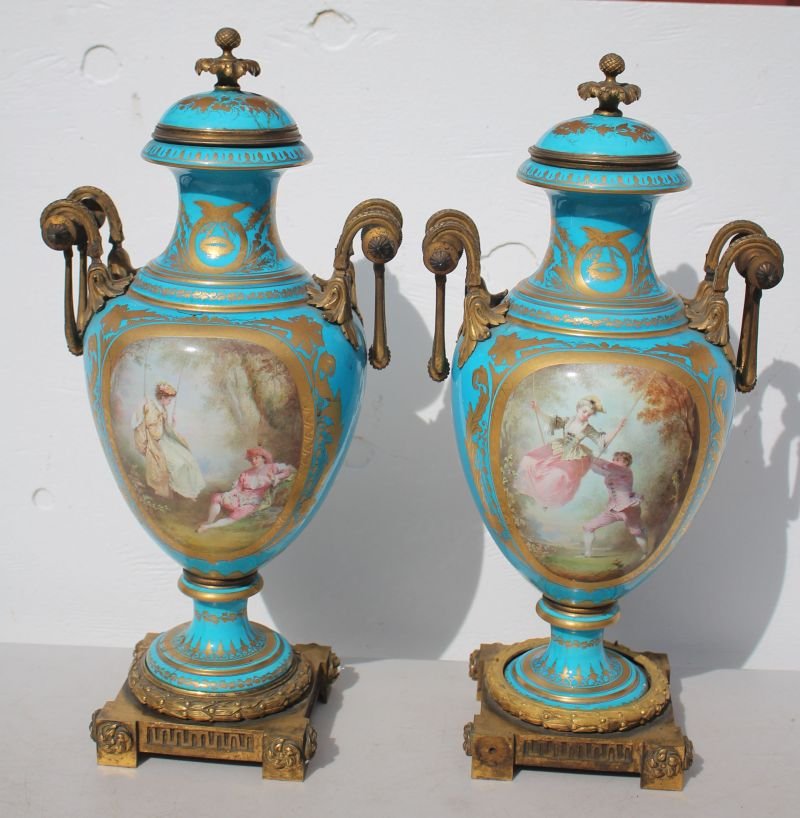 Wonderful pr of early 19thC hand painted Sevres artist (1 of 6)
