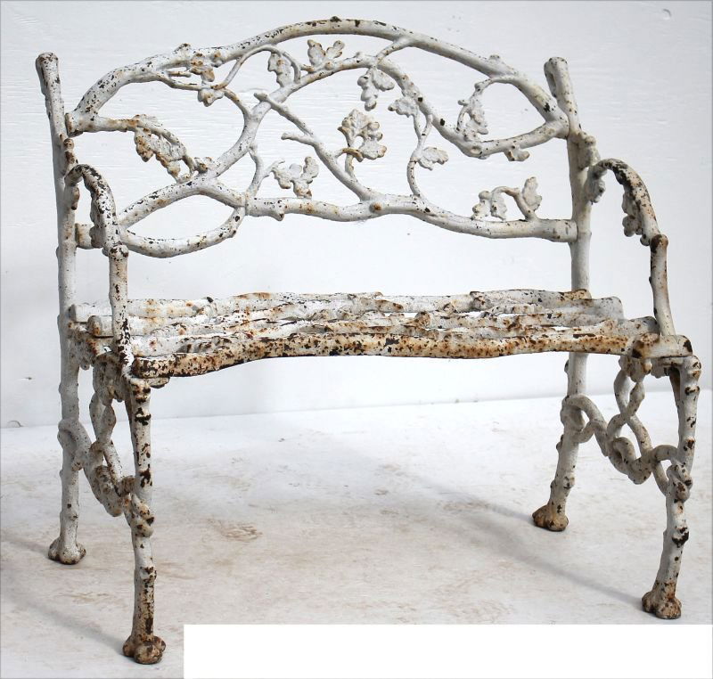 Victorian desirably diminutive cast iron garden bench (1 of 4)