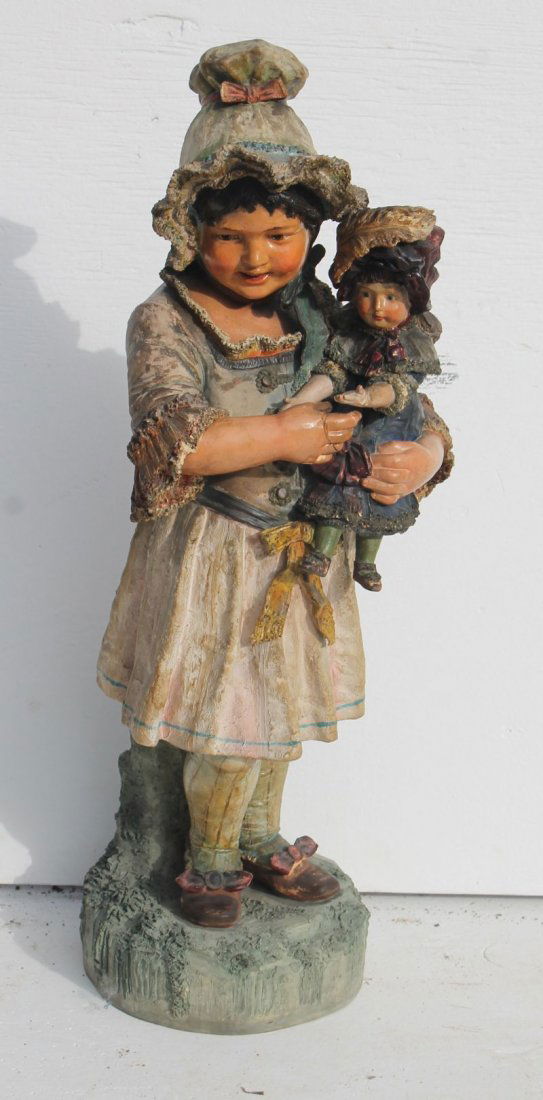 Excellent Victorian era terra cotta figure of a girl w (1 of 2)