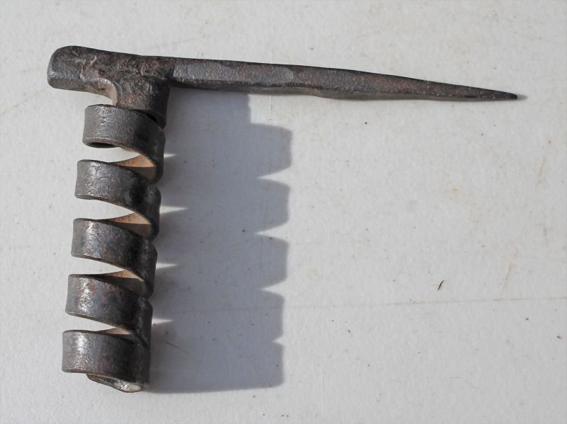 18thC iron "Sticking Tommy" spiral twisted candle (1 of 2)