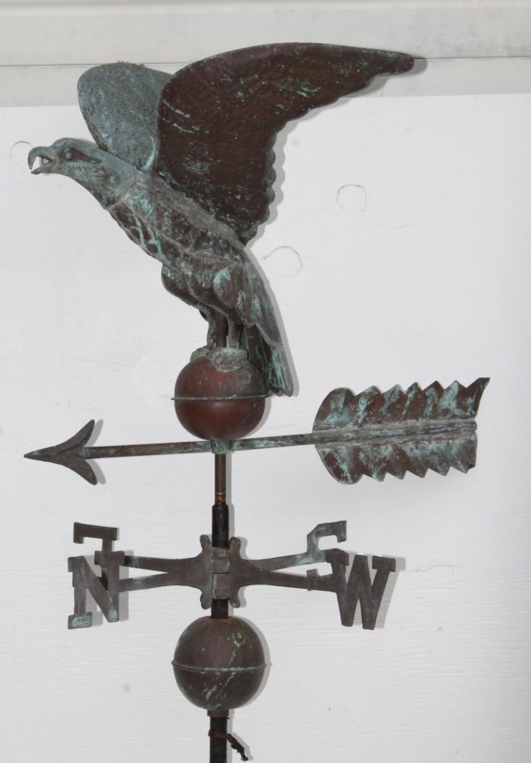 2nd Q 20thC copper spreadwing eagle on ball w arrow (1 of 3)