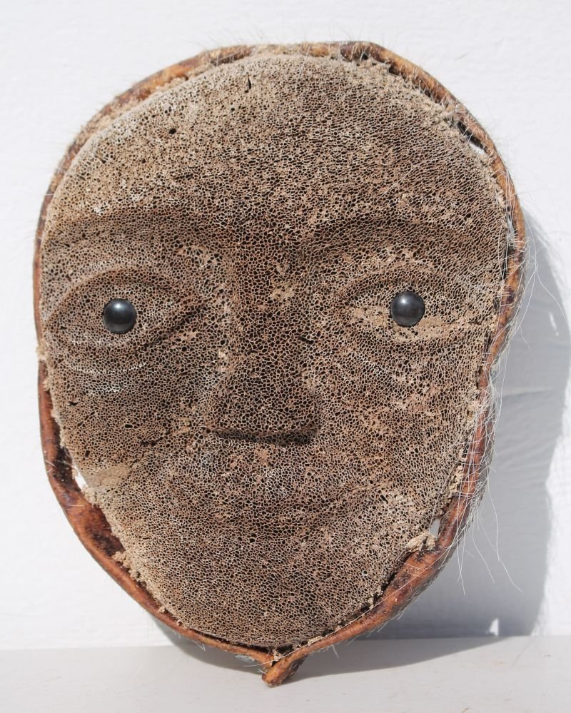 artist sgnd C.B. Oozeva Sr. whale bone, baleen & seal: artist sgnd C.B. Oozeva Sr. whale bone, baleen & seal skin Eskimo mask