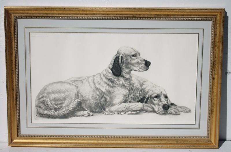 copyright 1938 (Paris) large print of two dogs in fancy (1 of 2)