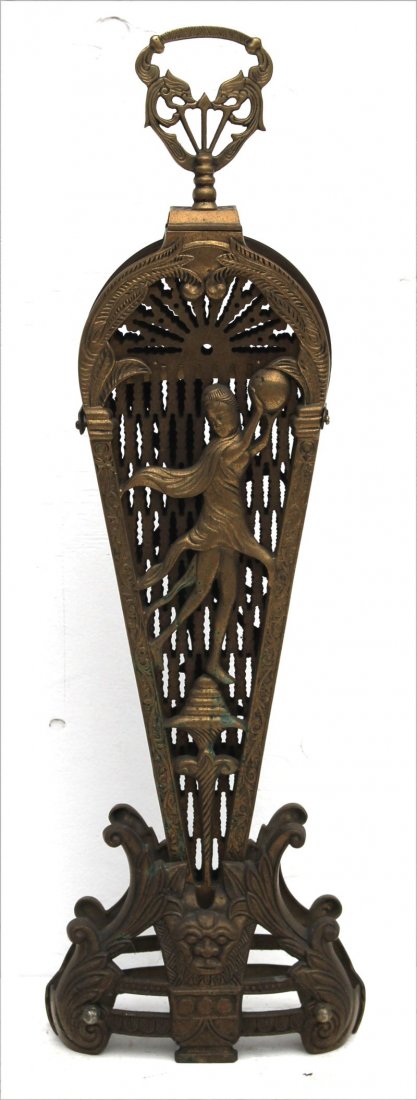figural brass fireplace fan - 33 3/4" tall (1 of 2)