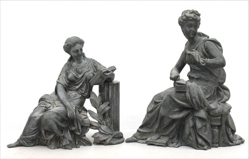 lot of 2 Vict spelter female figural classical clock (1 of 4)