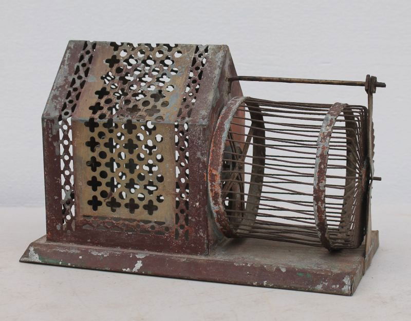 mid 19thC pierced tin mouse house w running wheel - 10 (1 of 2)