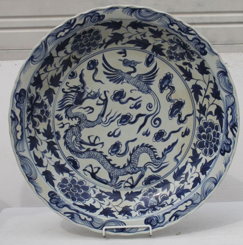 Very large Chinese blue & white porcelain platter w (1 of 6)