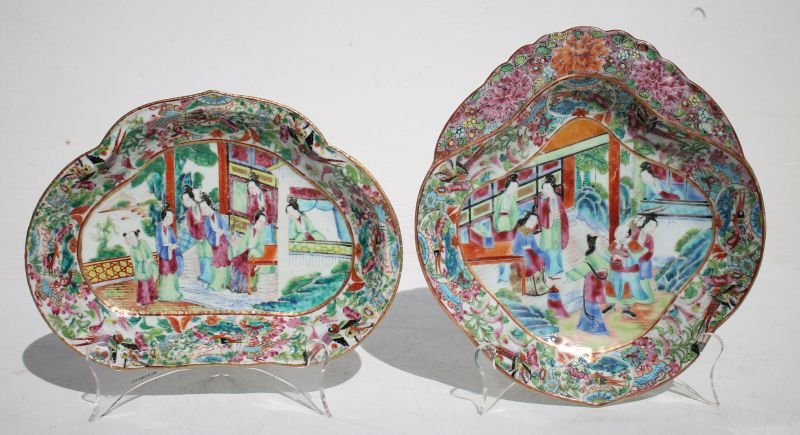 19thC Rose Mandarin 9 3/4" x 10 3/4" oval sauce dish (1 of 8)