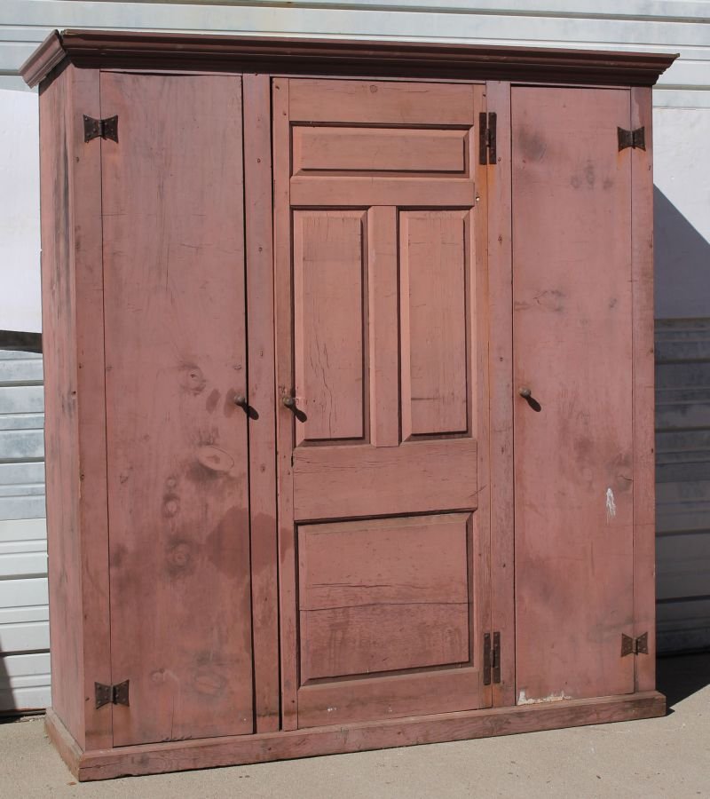 Very large early cupboard w early hinges & paneled (1 of 4)