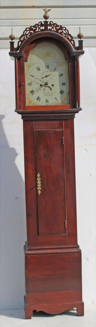 period bracket case tall clock w fretwork crest & brass (1 of 10)