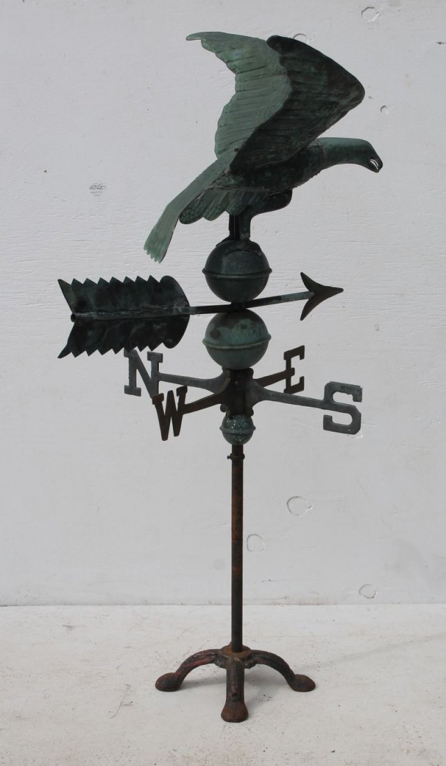 antique copper spread wing eagle on ball on arrow (1 of 6)