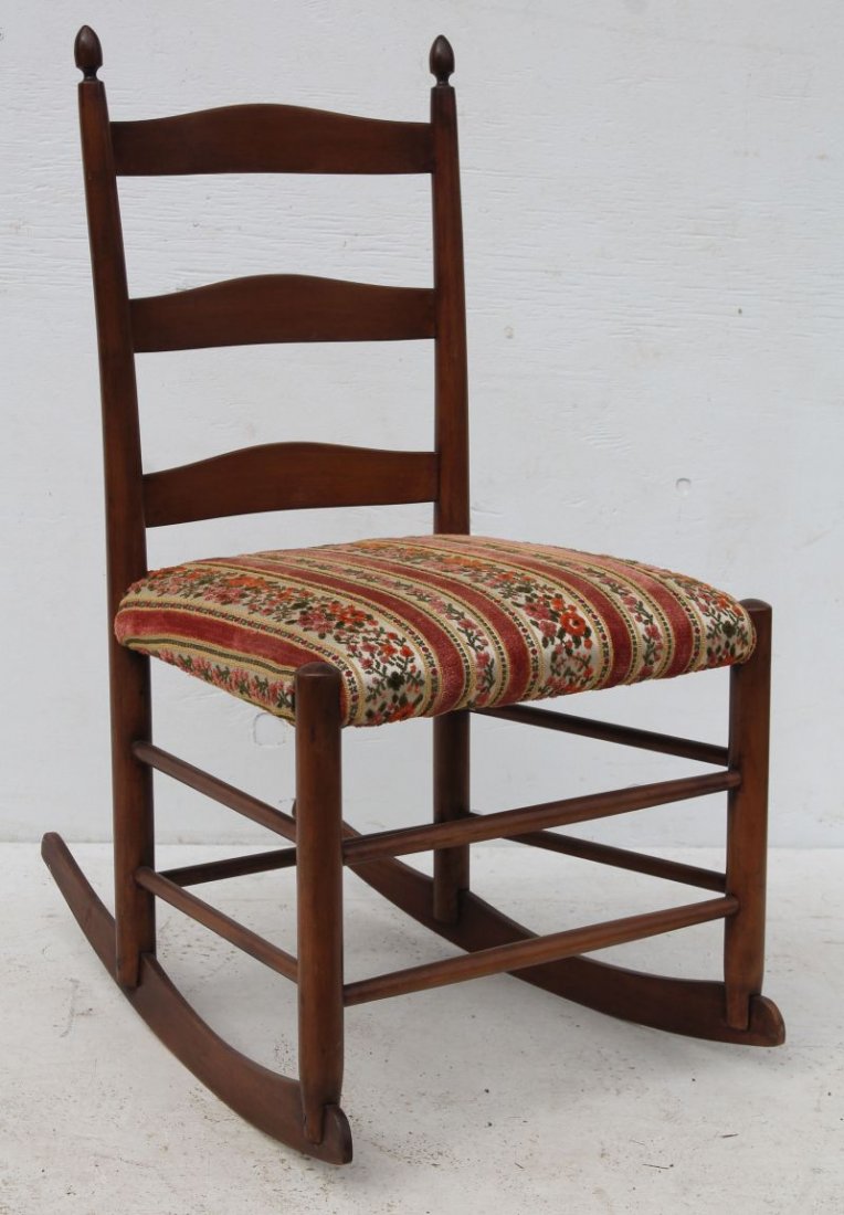 lot of 2 Shaker marked "3" rocking chairs - 1 w velvet (1 of 10)