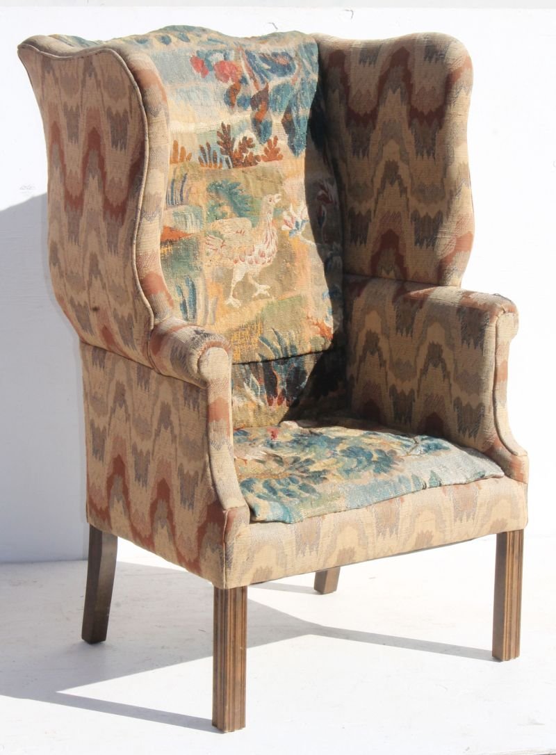 Wonderful period Chippendale ca 1780 wing chair w 18thC (1 of 4)