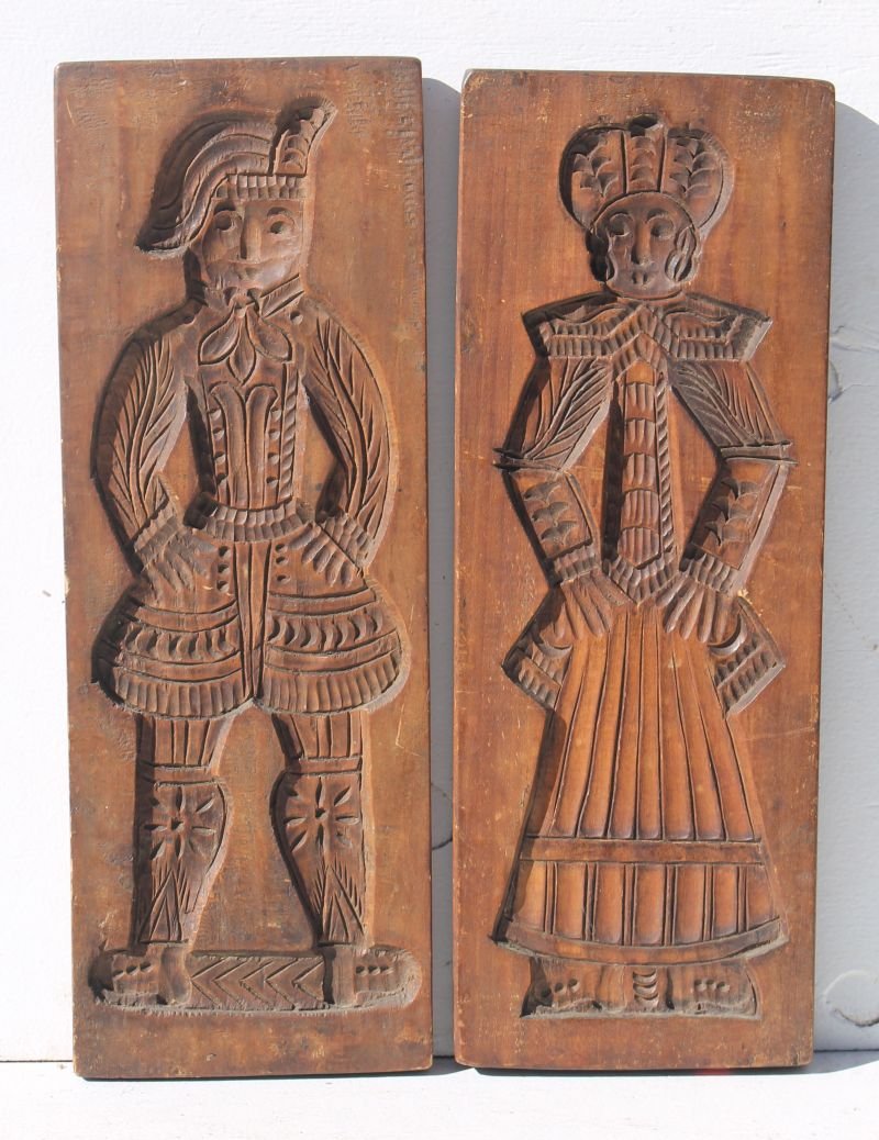 Excellent pr of 19thC hand carved PA Springerle molds - (1 of 5)