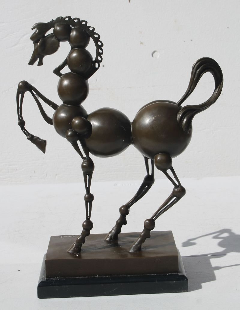 sgnd Raymondo modernist bronze horse sculpture on (1 of 3)