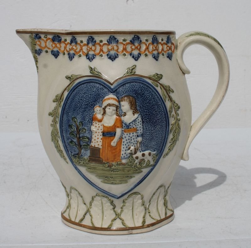 Wonderful early soft paste ca 1820 Pratt Ware pitcher w (1 of 5)